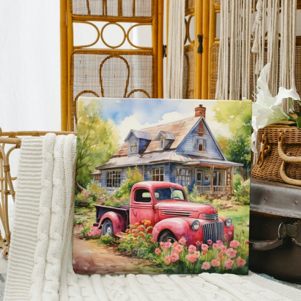 Watercolor Country House Wall Art Country Life Decor Rustic Print Country Landscape Art Country Art Watercolor Landscape Rustic Life Decor - Image 4