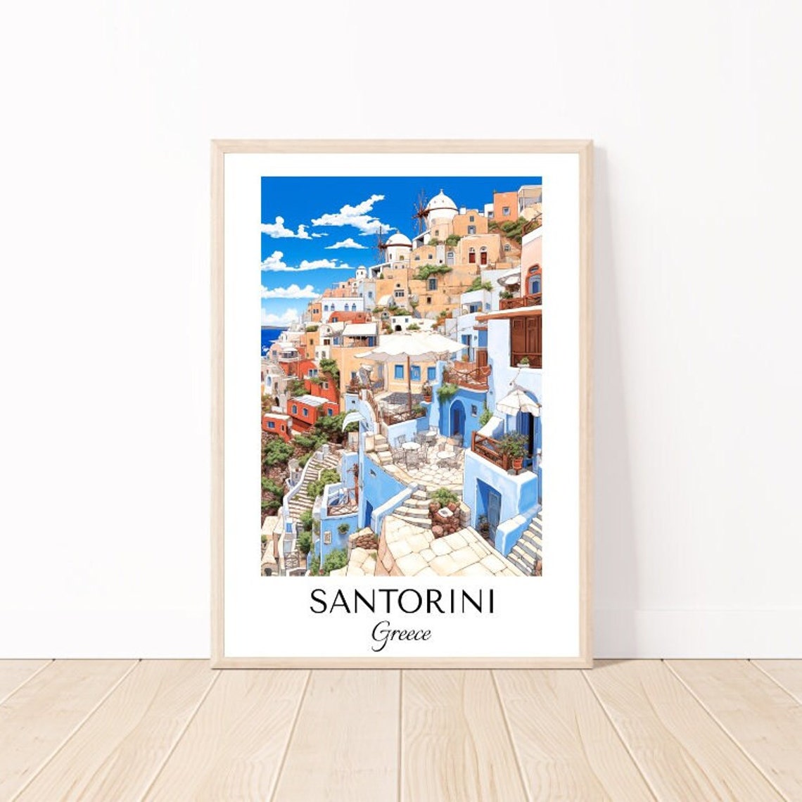 Santorini Greece Travel Poster Travel Poster Wall Art Santorini Art Greece Wall Decor Travel Art Greek Island Travel Print