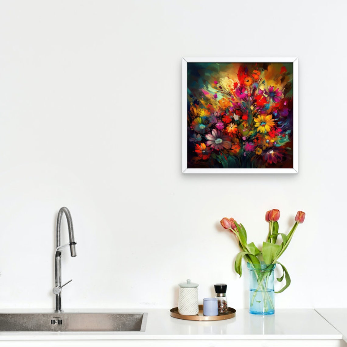 Colorful Abstract Wildflower Bouquet Bold Painterly Floral Art Poster - Image 3