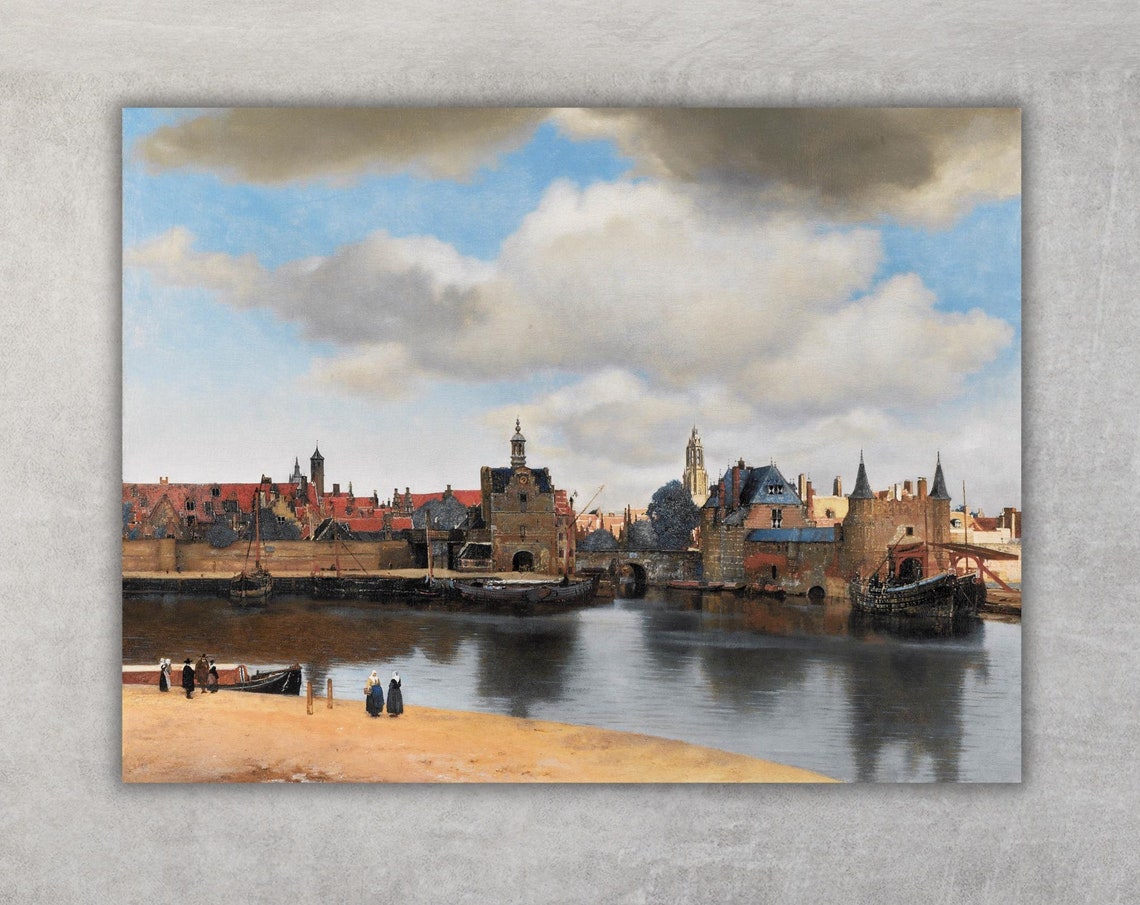 Johannes Vermeer View Of Delft 1661 Wall Art Print Dutch Painter Vermeer Landscape Reproduction Print Sea City Landscape Art
