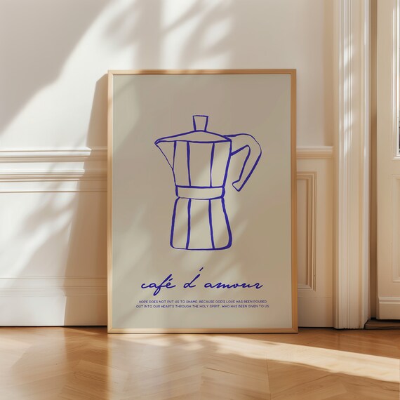Christian Poster Coffee Pot Print Vintage French Cafe Wall Art Bible Verse Minimalist Scripture Sign Brunch Retro Breakfast Dorm