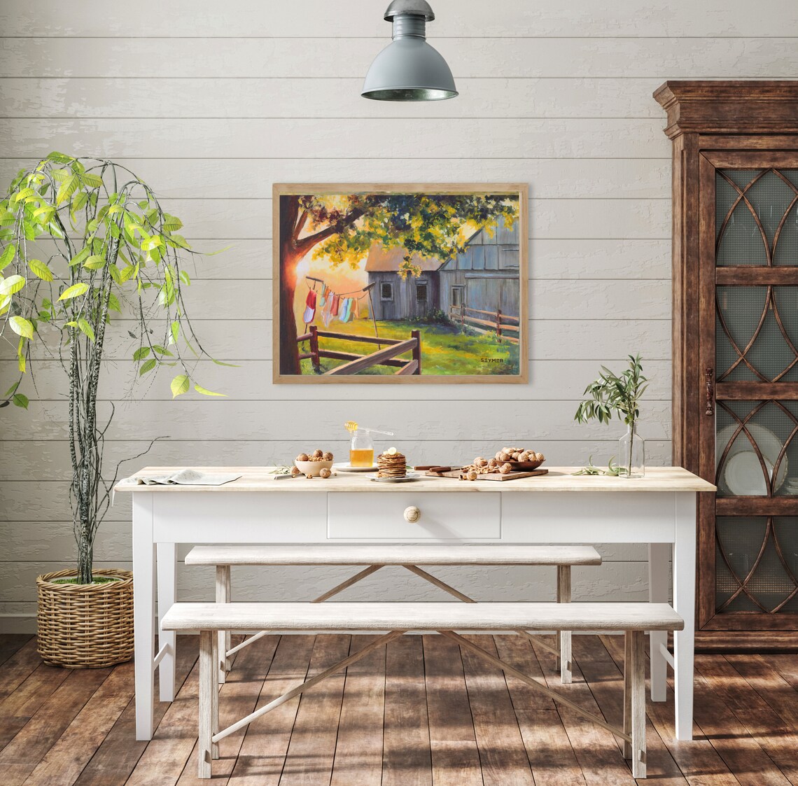 Barn Landscape Oil Painting Art Print, Rustic Farm - Image 6