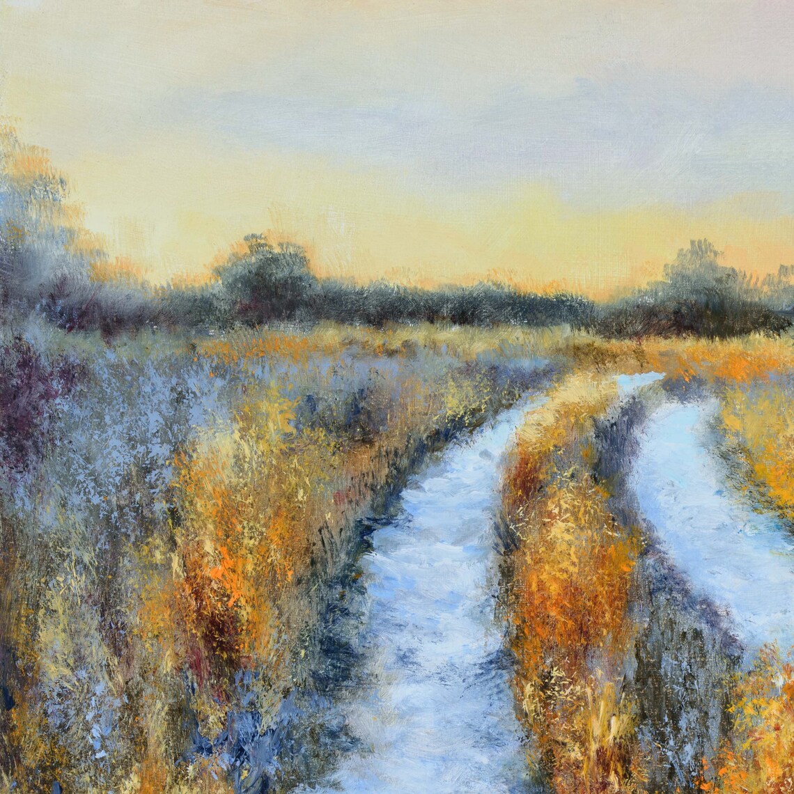 Old Barn In Snowy Field Winter Landscape Oil Painting Poster - Image 3
