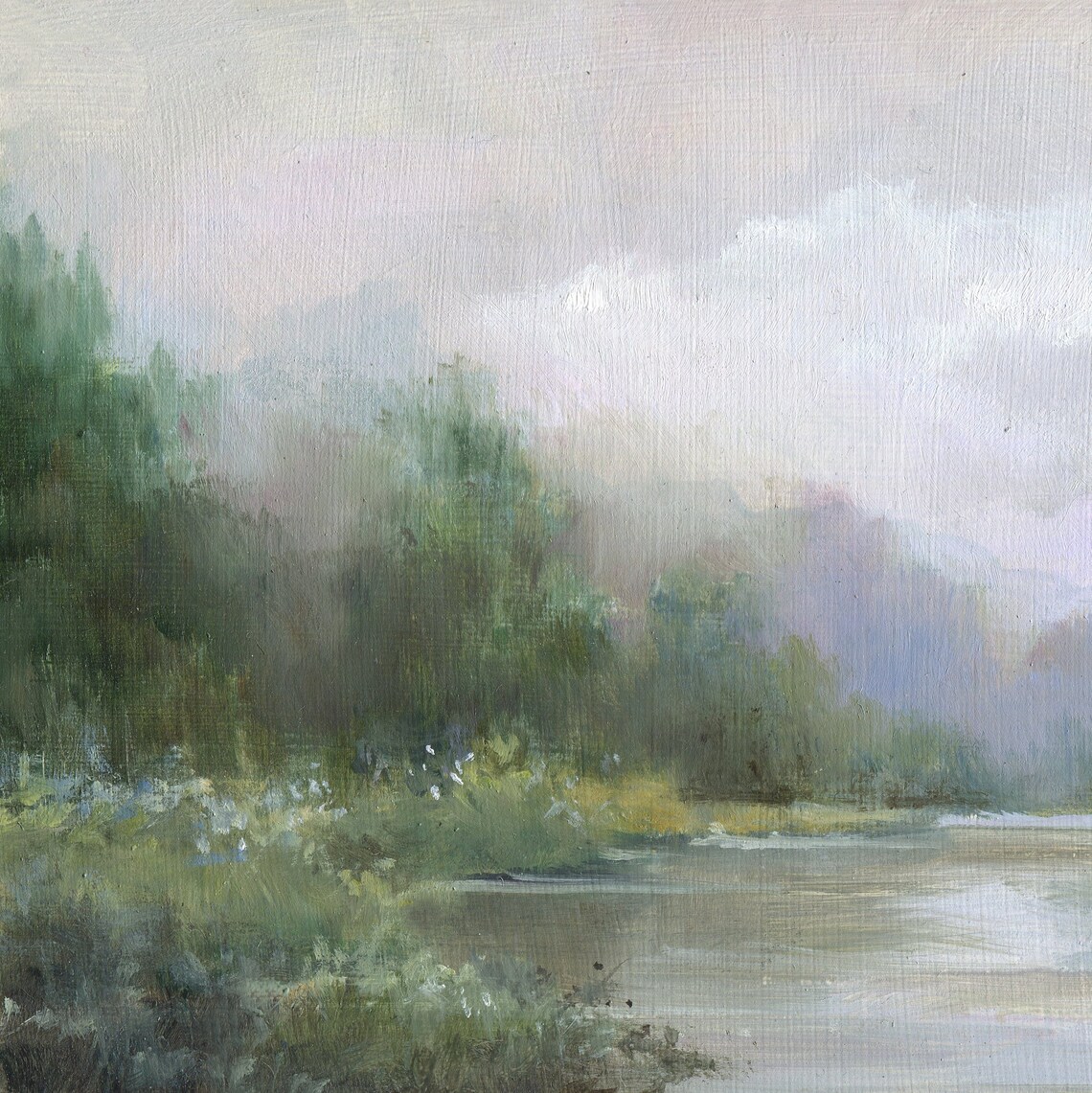 Vintage Landscape Art Print, Neutral Country River - Image 4