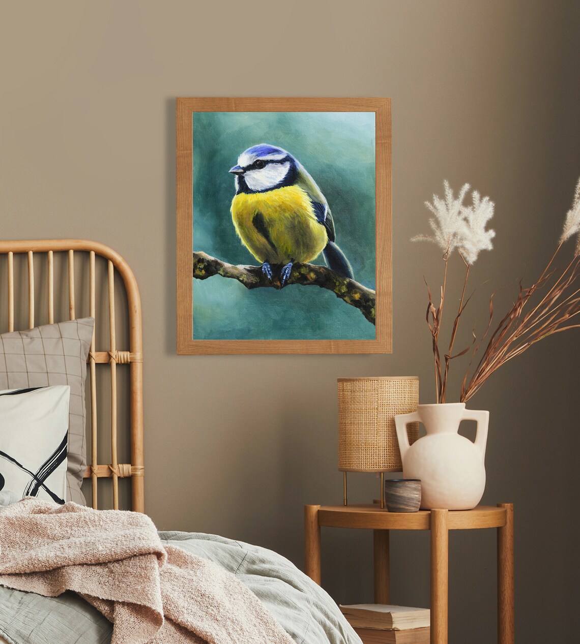 Eurasian Blue Tit Perched on a Branch Oil Painting Bird Poster - Image 3