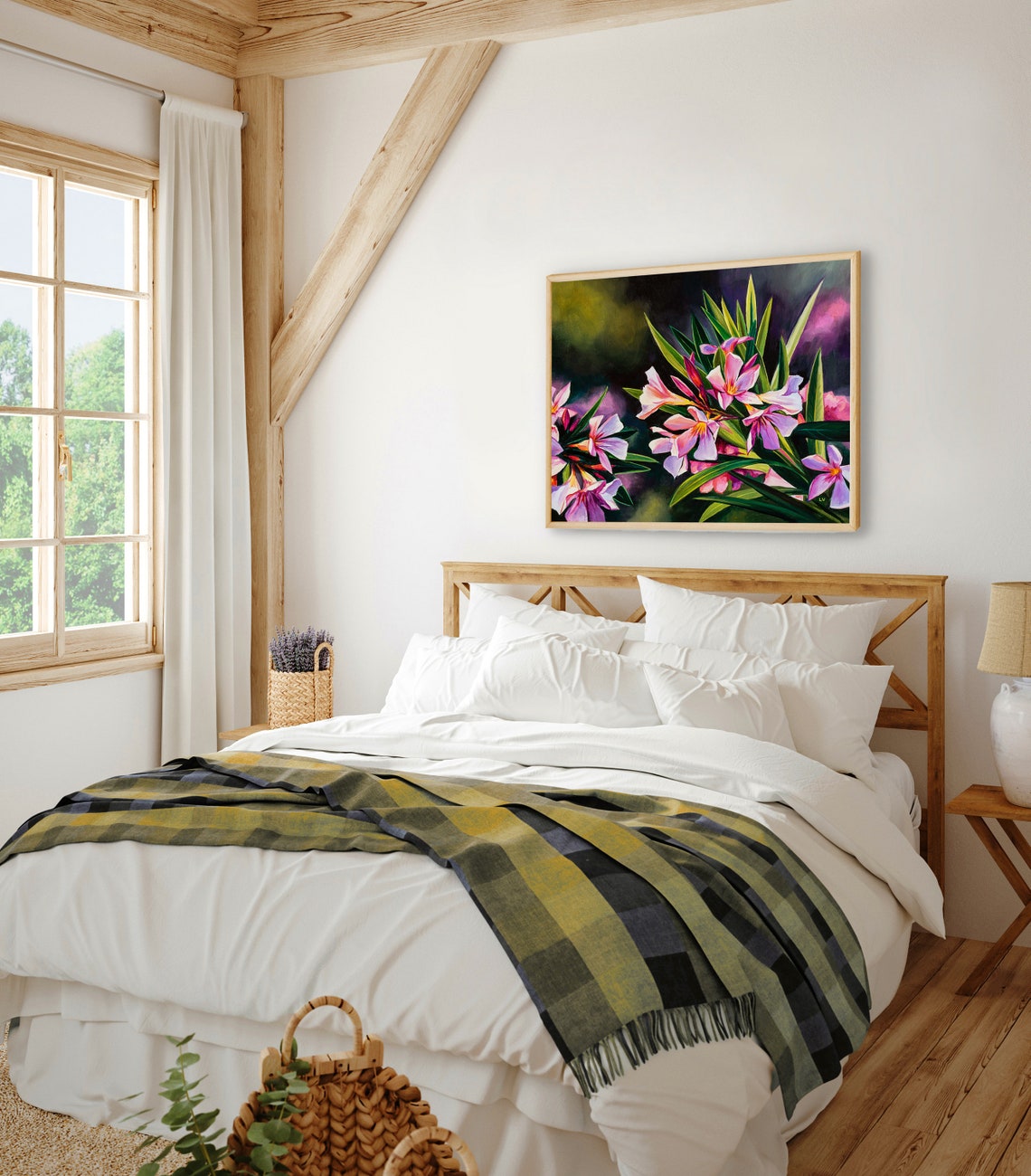 Pink Oleander Blossoms Glowing in Bright Sunlight Floral Art Poster - Image 3
