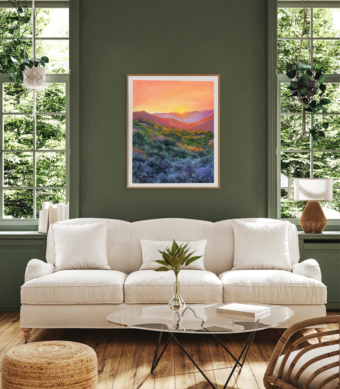Arizona Desert Sunset Landscape Art Print, Rustic - Image 2