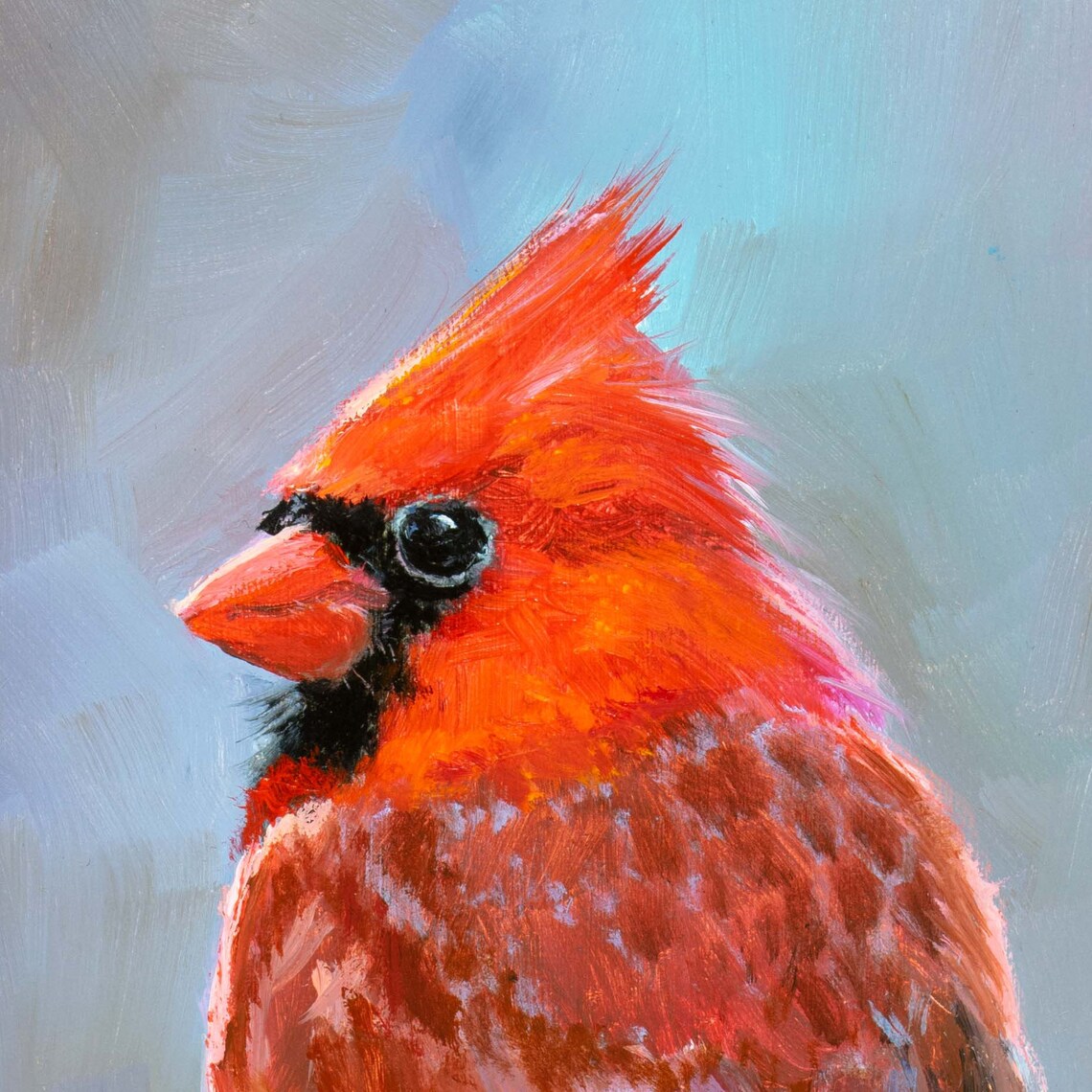 Cardinal Bird Oil Painting Art Print, Wildlife - Image 5