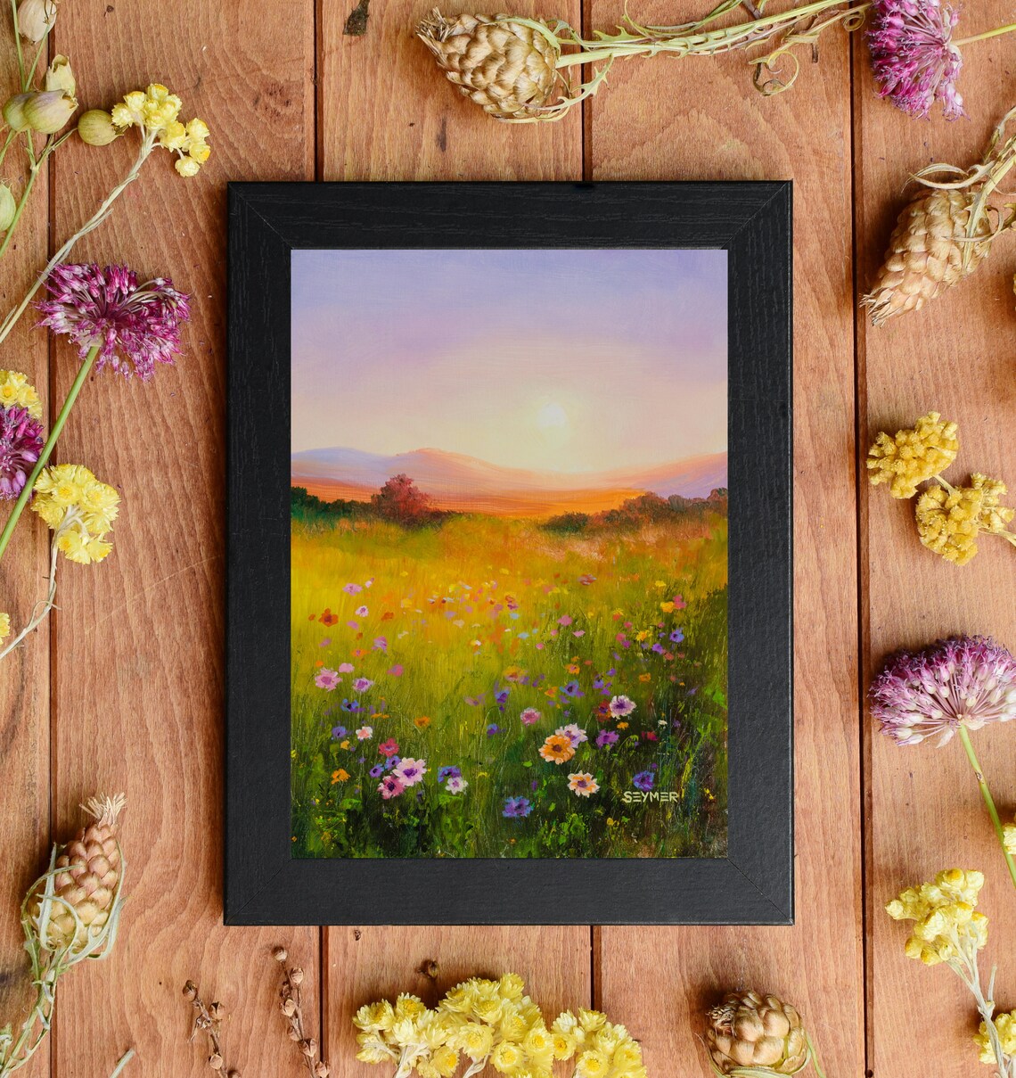 Meadow Landscape Oil Painting, Rustic Farmhouse Art Print - Image 6