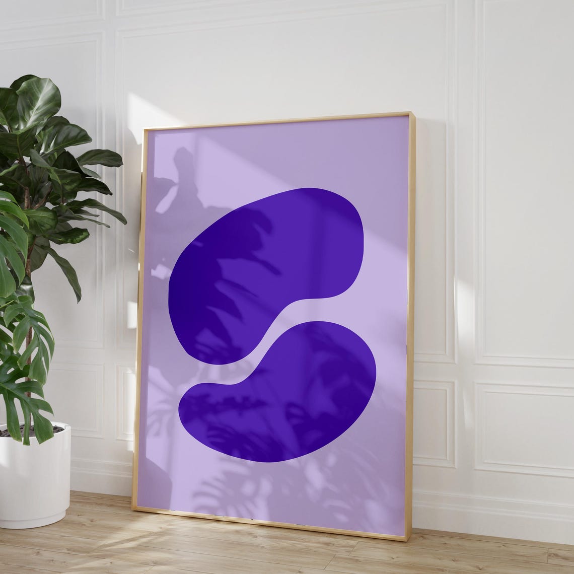 Minimalist Purple Organic Blob Shapes Scandinavian Abstract Art Print