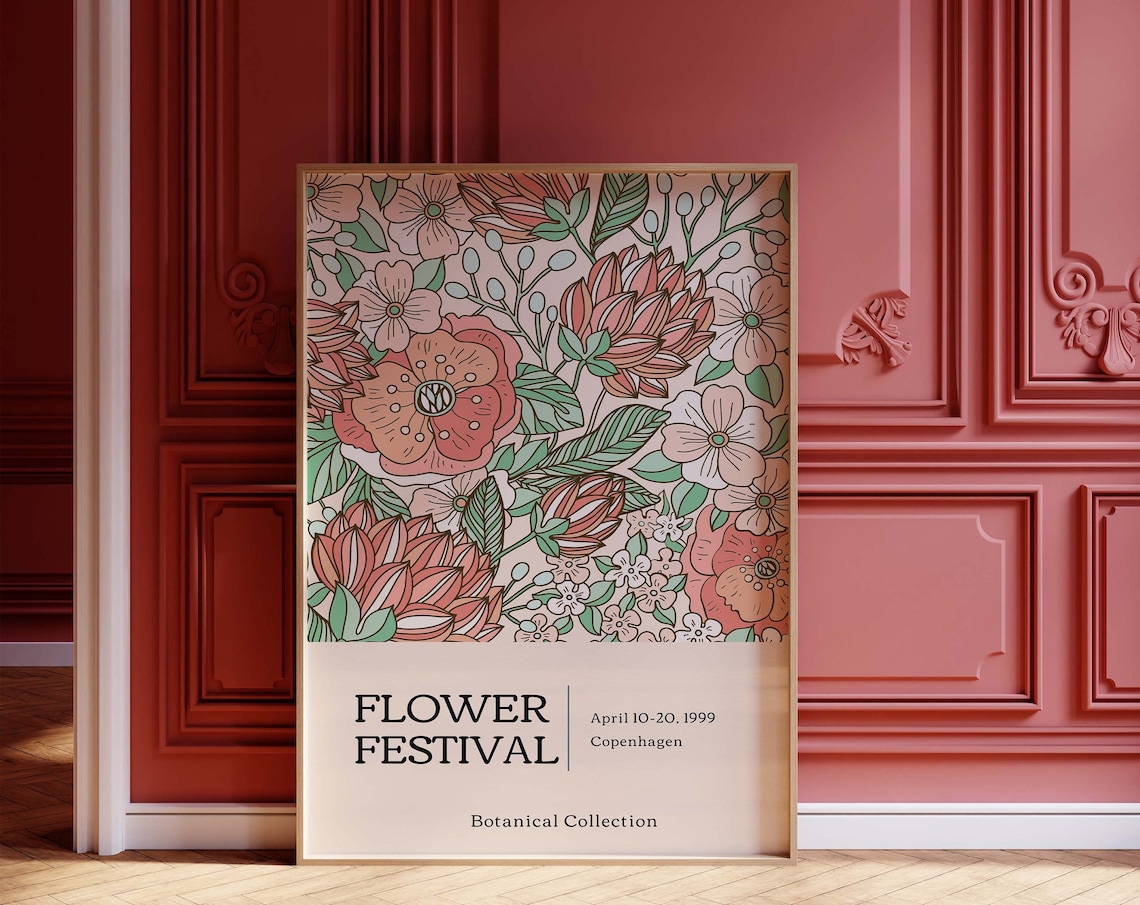 Flower Festival Copenhagen 1999 Botanical Floral Art Fair Poster