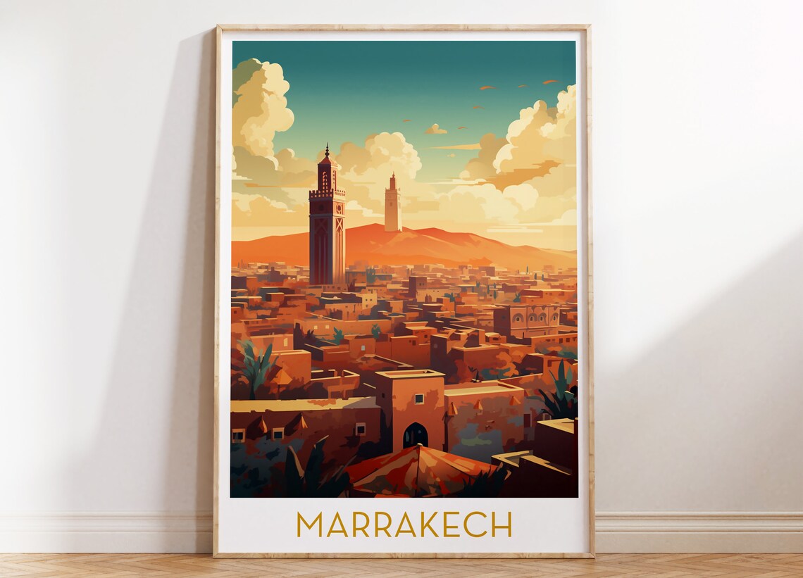 Marrakesh Travel Poster Printable Morocco Wall Decor Print Maximal Mid Century Modern Wall Hanging Eclectic Gallery Wall