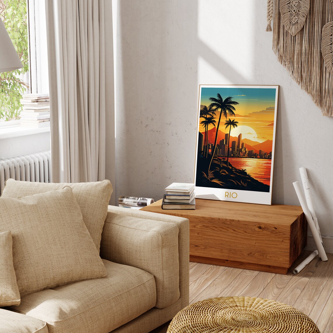 Rio de Janeiro Brazil Sunset Palms Colorful Pop Art Travel Poster - Image 3