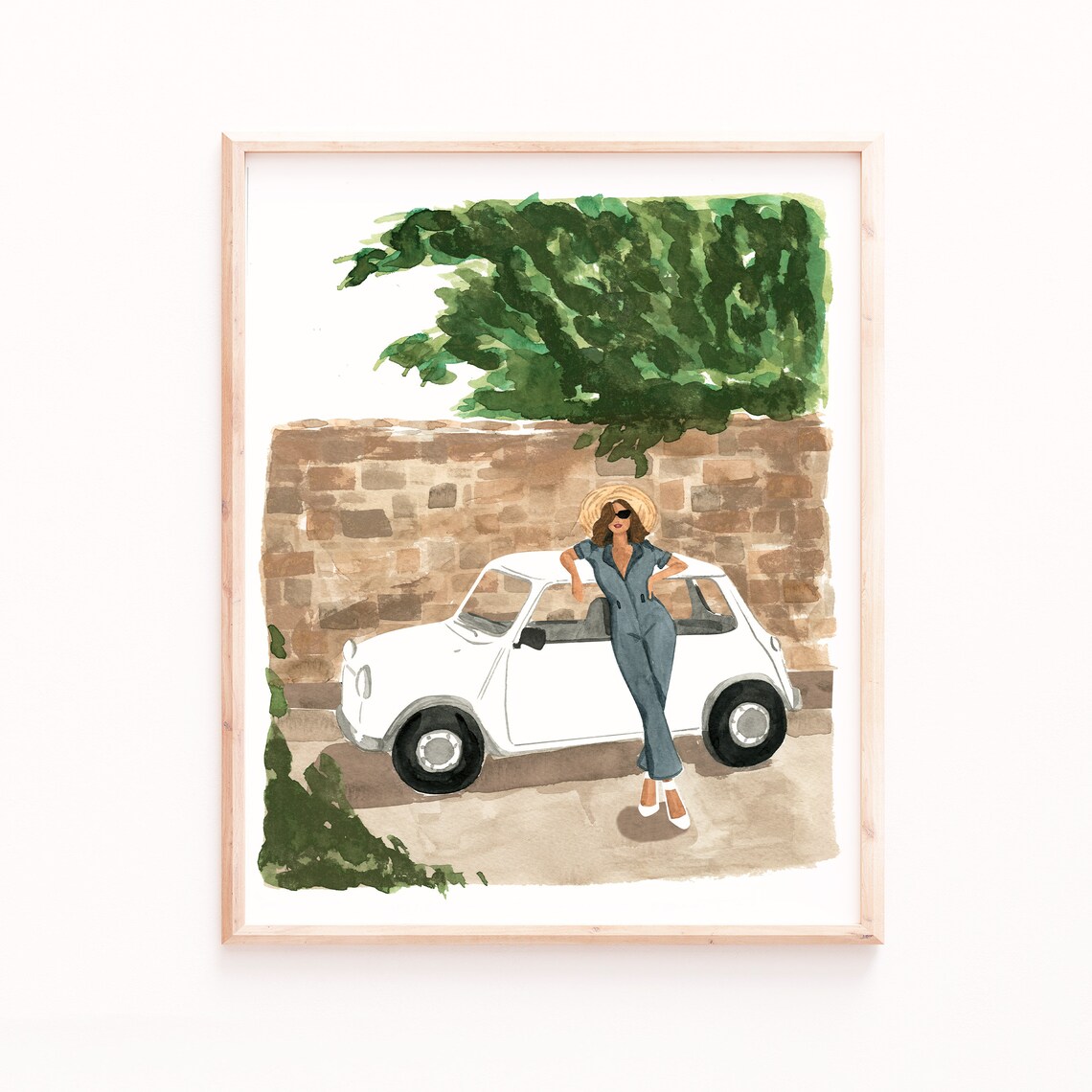Driving Through Italy Watercolor Travel Poster
