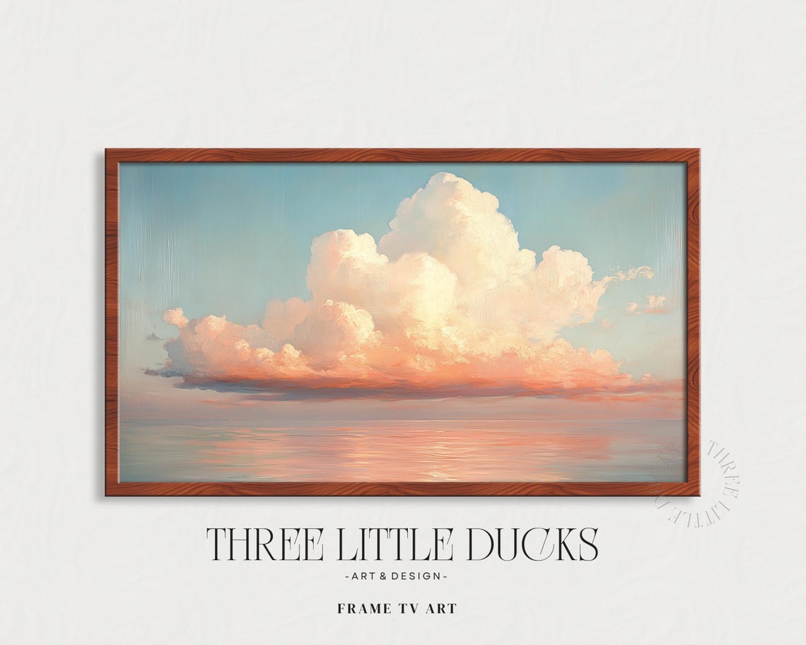 Serene Cloudscape Over Calm Ocean Frame TV Art Peaceful Wall Art
