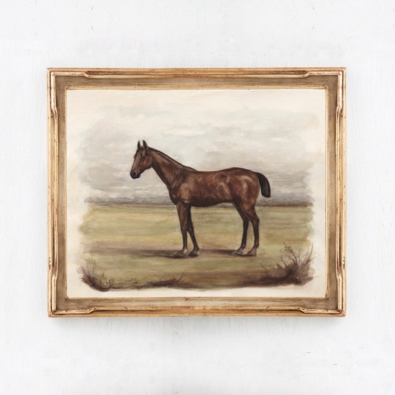 Charlie Brown Horse Watercolor Art Print, Vintage English