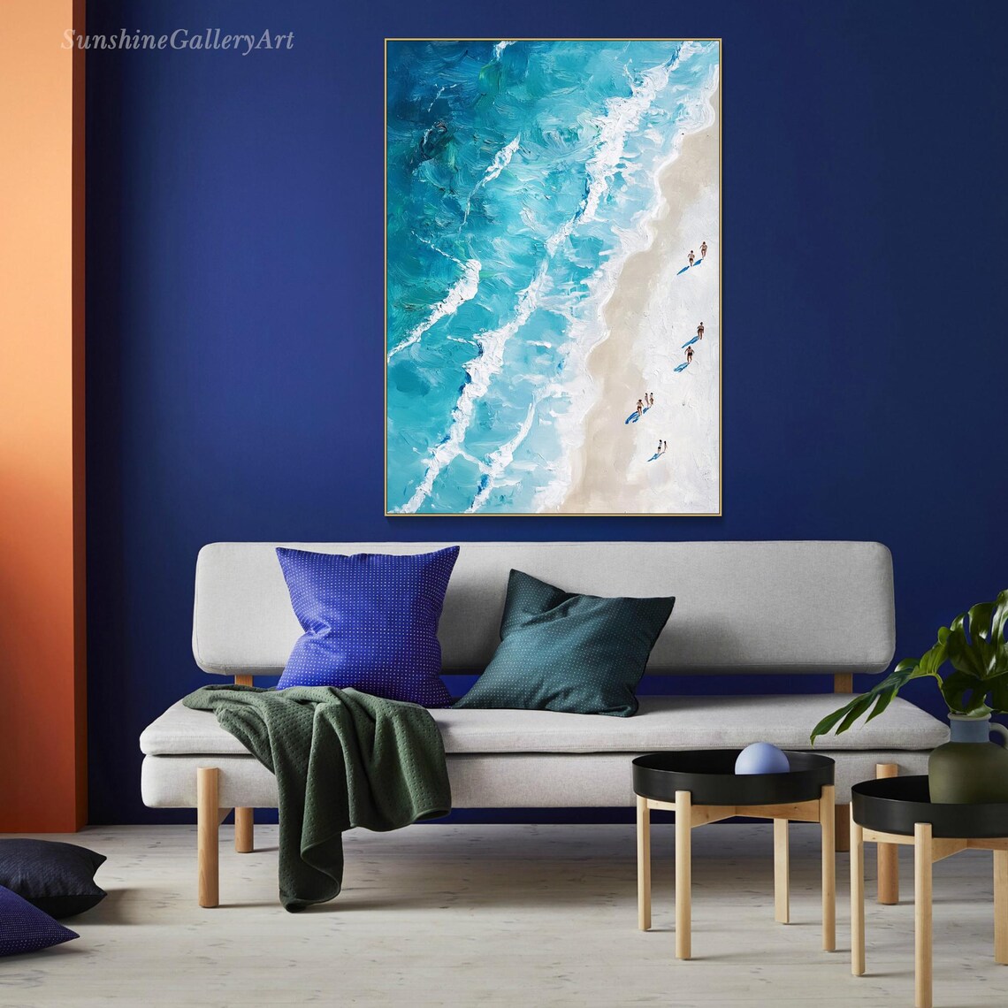 Happy Coast Swimming Painting, Summer Coastal Art Print - Image 2