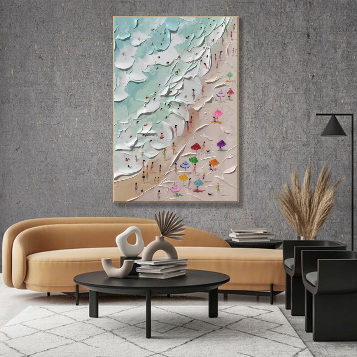 Happy Coast Painting, Summer Coastal Wall Art - Image 2