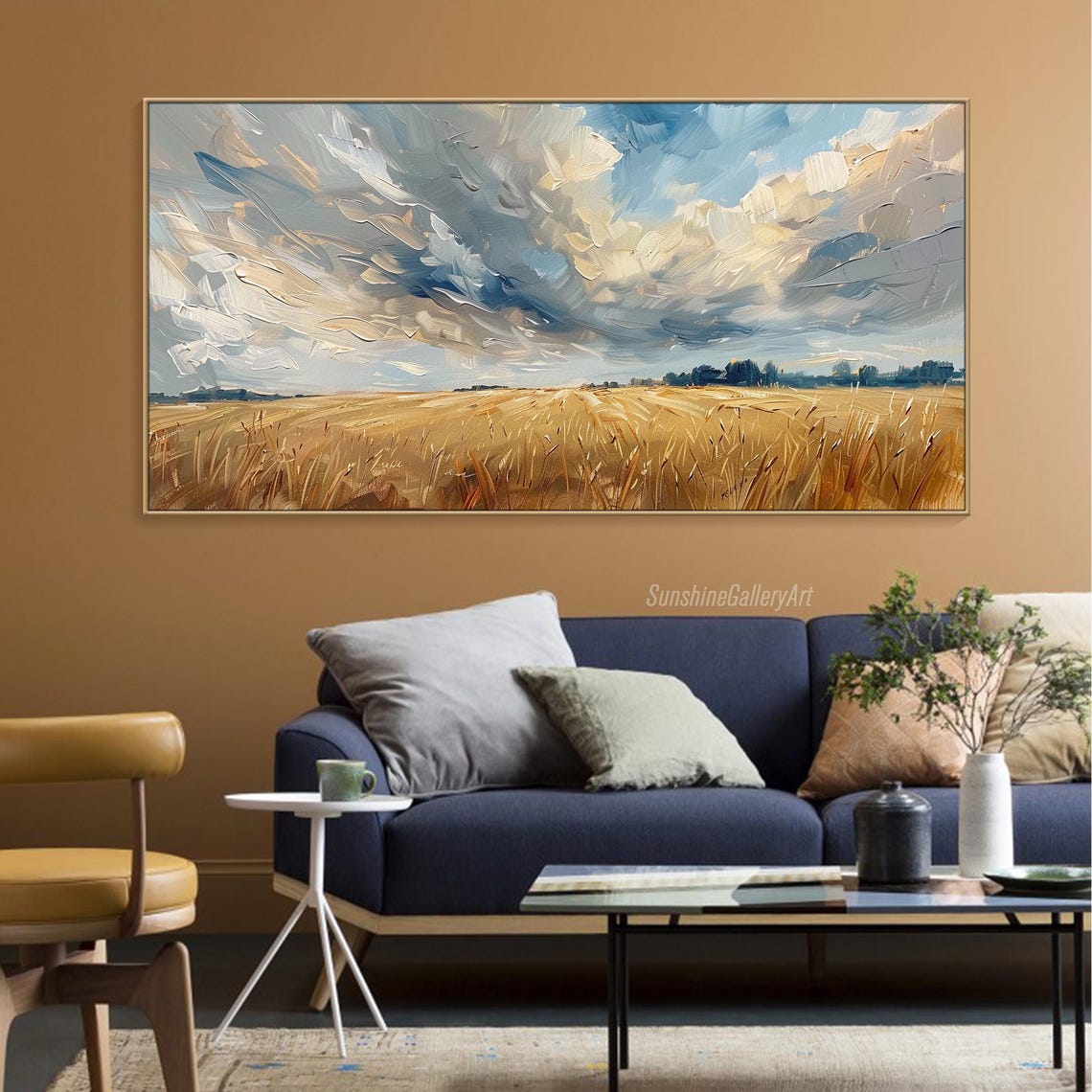 Golden Wheat Field Under Dramatic Cloudy Summer Sky Art Poster - Image 2