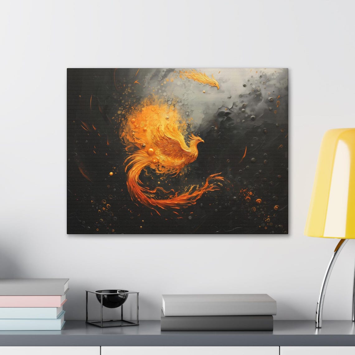 Bold Majestic Golden Phoenix Rebirth Mythical Fire Bird Art Print - Image 2