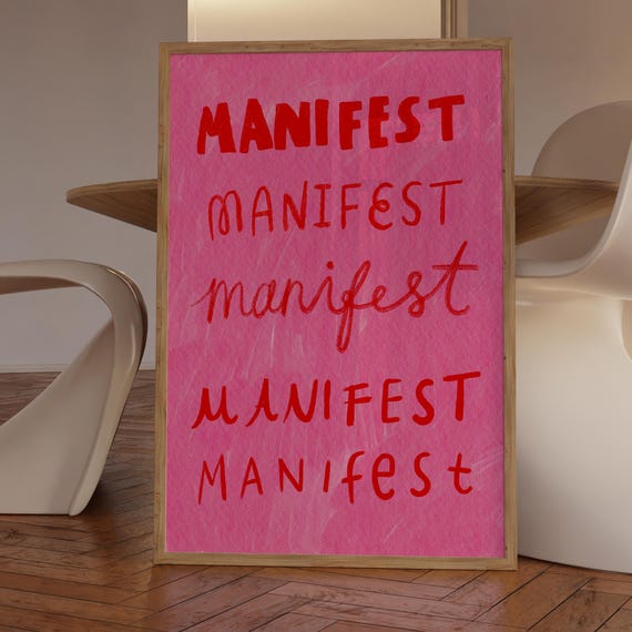 Colorful Manifest Quotes Motivational Art Print