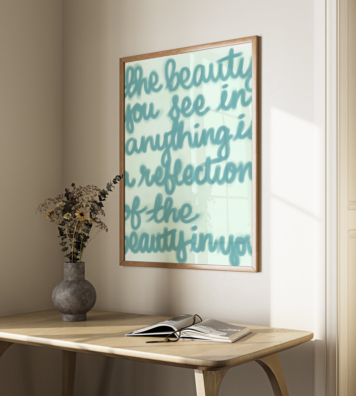 The Beauty You See Is a Reflection Quote Poster Teal Graffiti Wall Art Print - Image 3