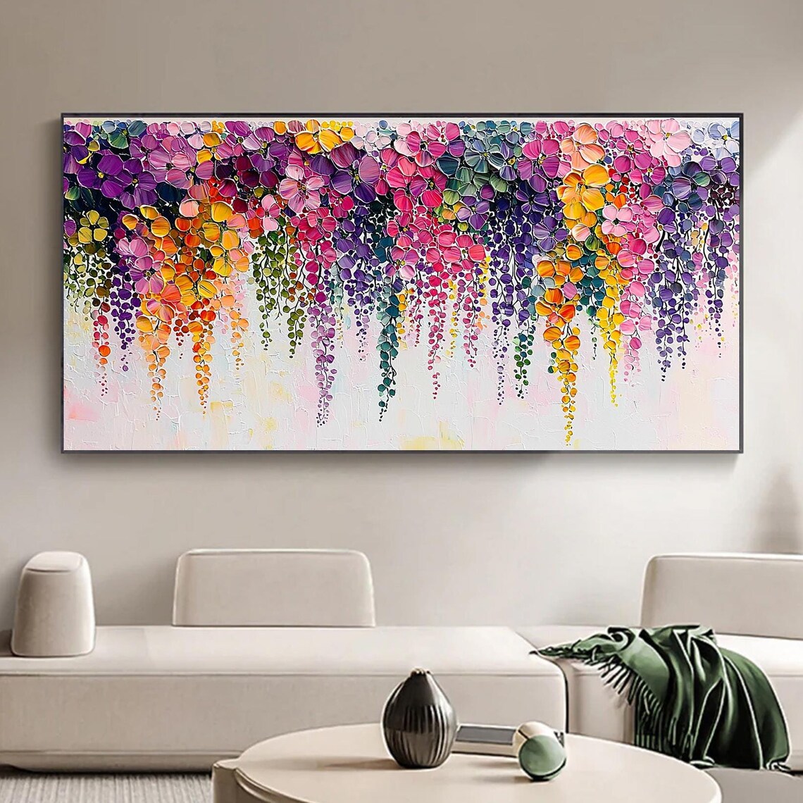 Cascading Rainbow Wisteria Blooms Dripping With Color Poster