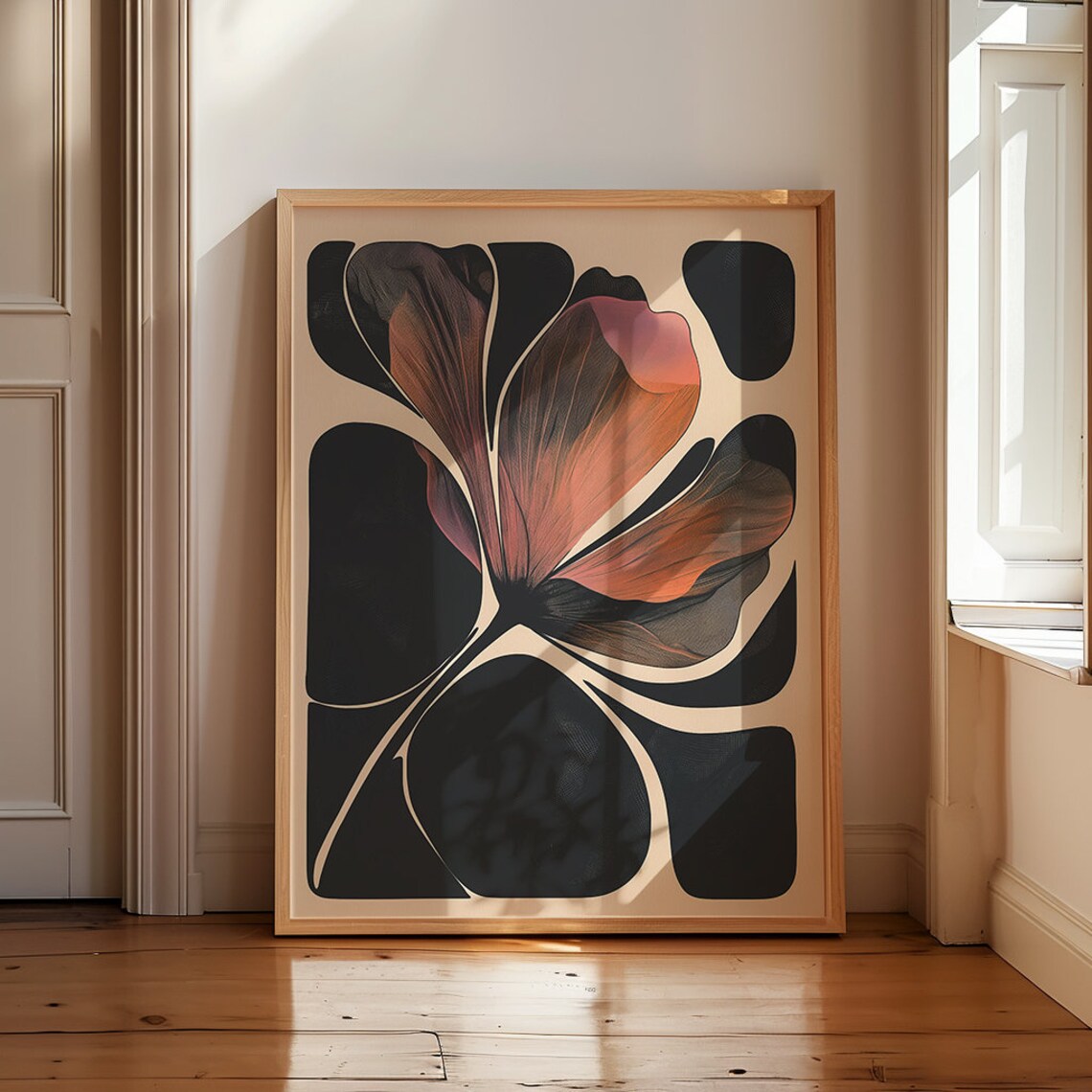Abstract Botanical Floral Art Print, Mid-Century Decor