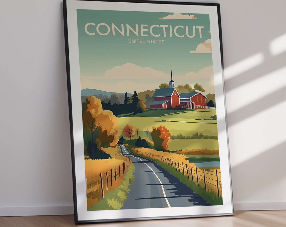 Connecticut Travel Poster Art Print, Home Decor - Image 2