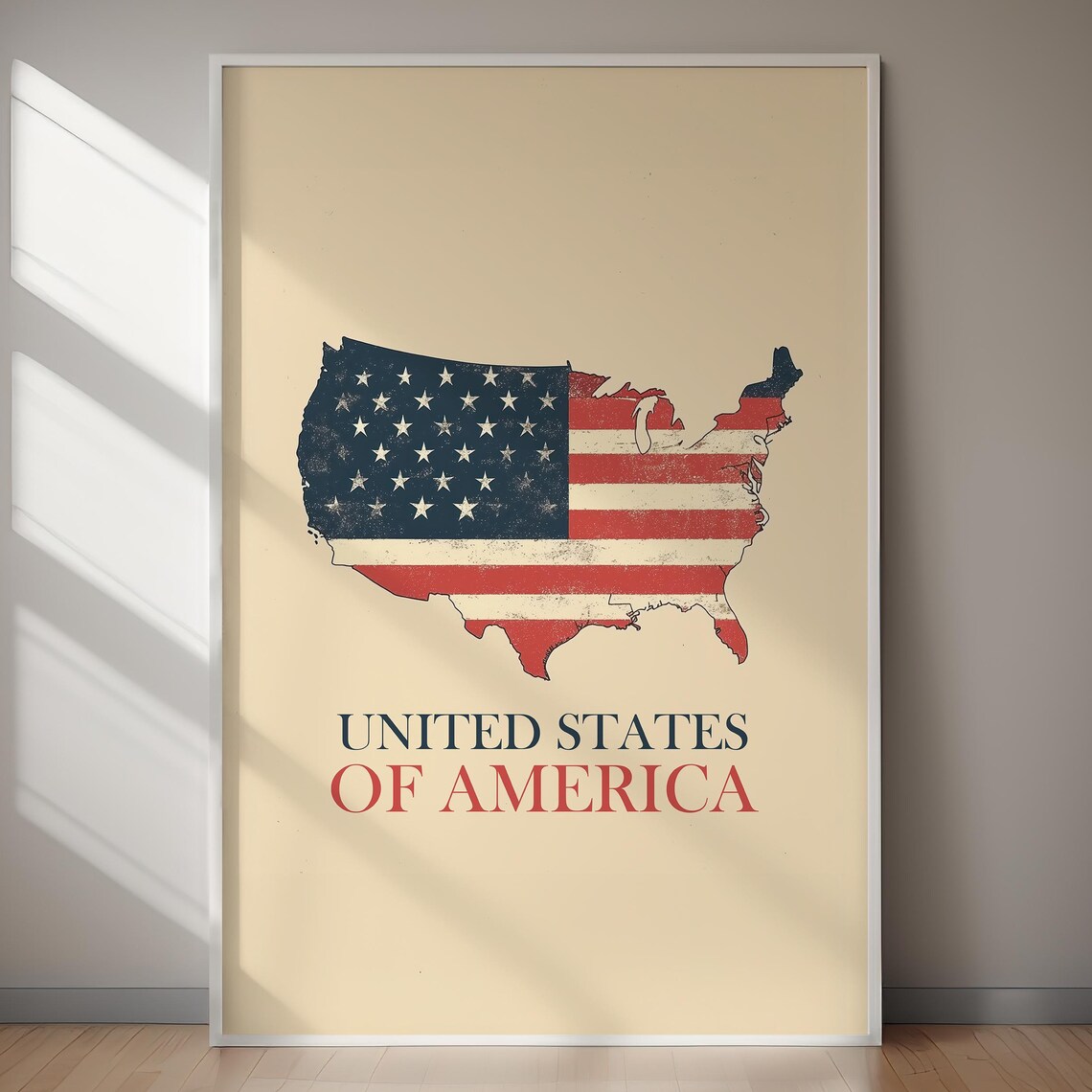 United States of America Retro Flag Map Vintage Canvas Art Poster - Image 2