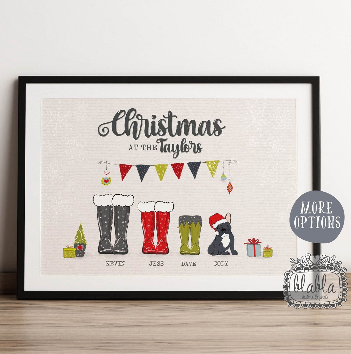 Personalised Family Poster Family Christmas Gift Family Christmas Poster Personalised Wellies Poster Custom Family Print Family Tree