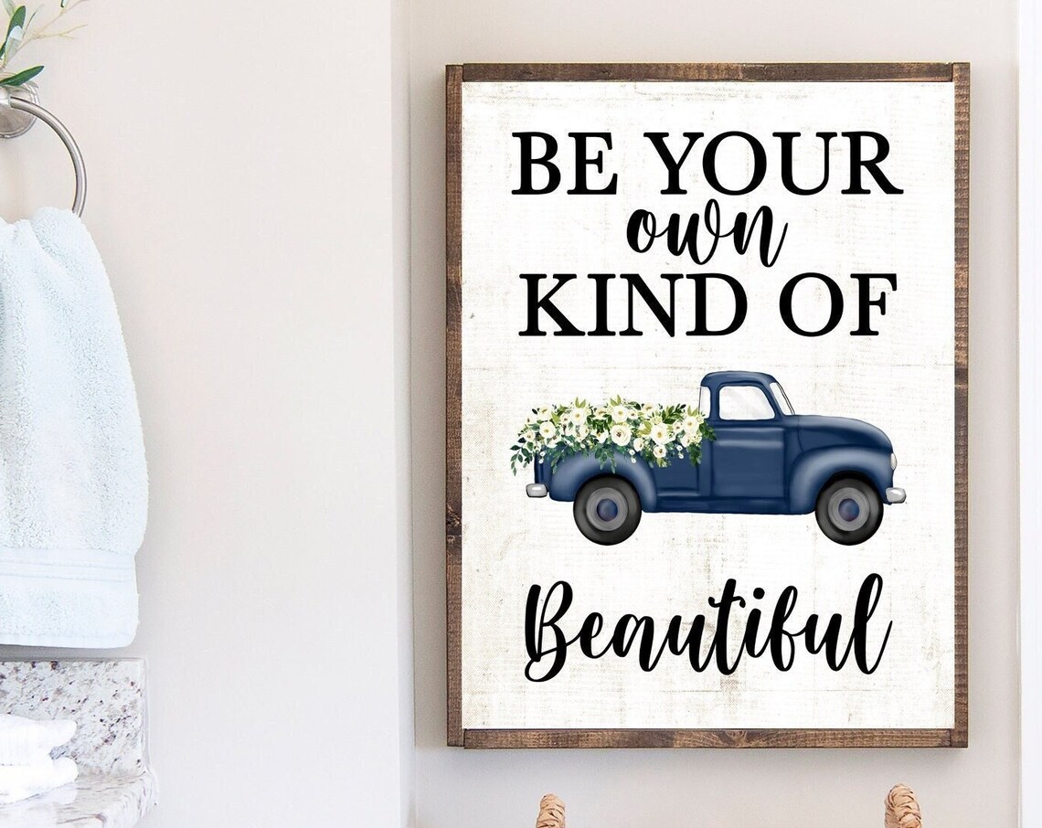 Be Your Own Kind of Beautiful Quote with Navy Truck Decor Poster