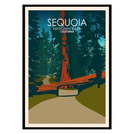 Sequoia National Park California Poster Giant Redwood Forest Artwork
