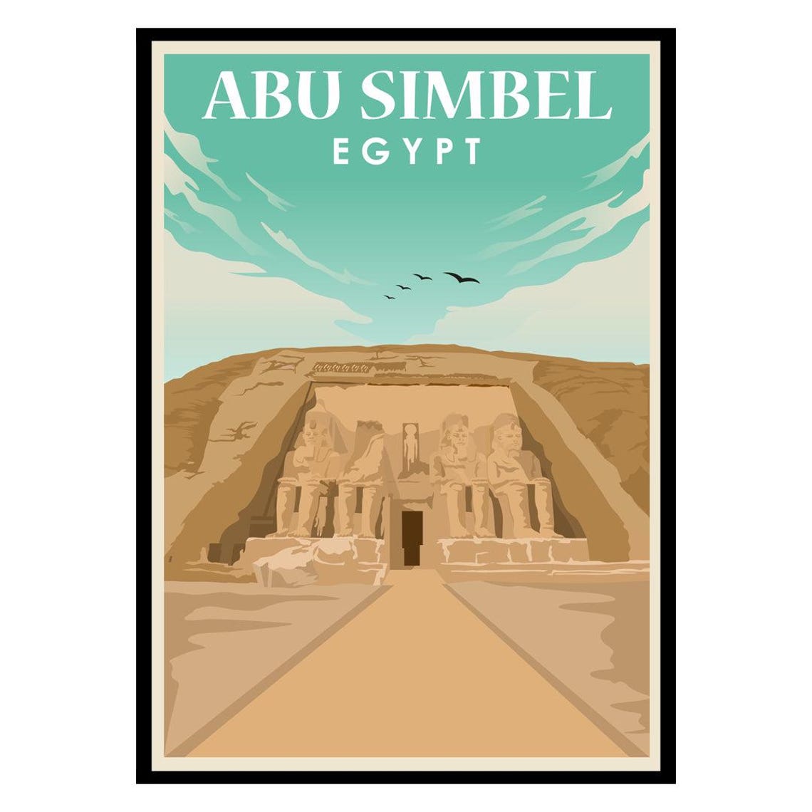 Abu Simbel Egypt Ancient Temple Statues Vintage Travel Wall Poster