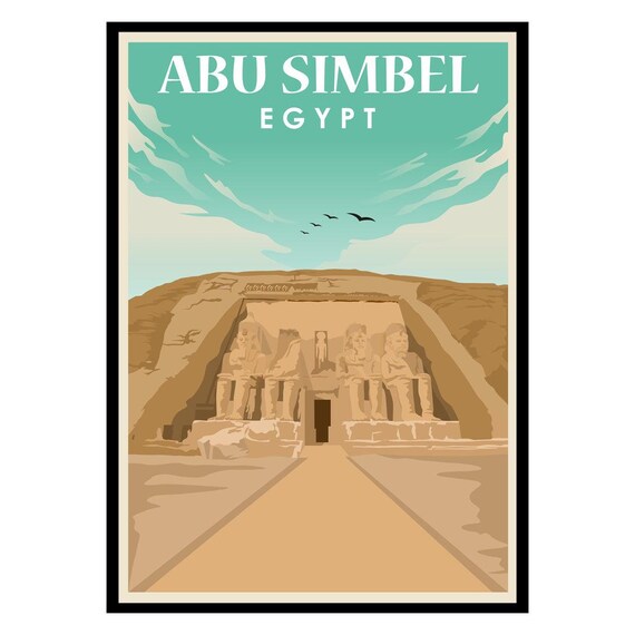 Abu Simbel Egypt Ancient Temple Statues Vintage Travel Wall Poster