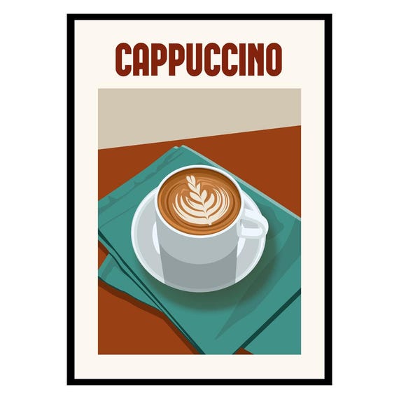 Cappuccino Art Print Coffee Lovers Kitchen Decor