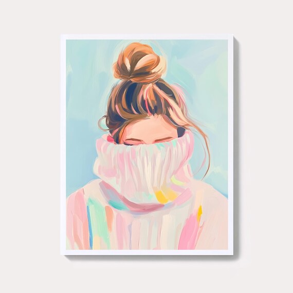 Japandi Female Portrait Print Neutral Abstract Figurative Art