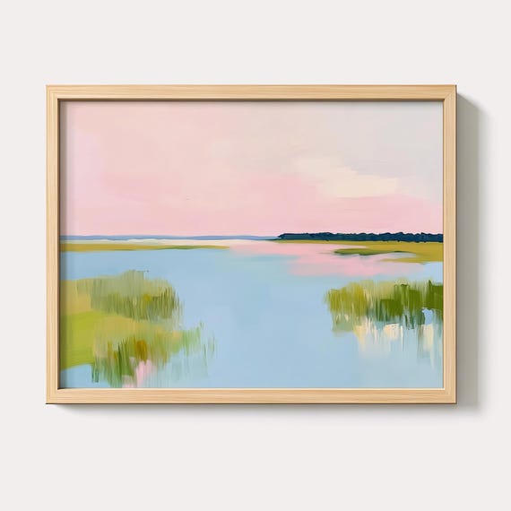 Pastel Marsh Sunset Art Print Lowcountry Watercolor