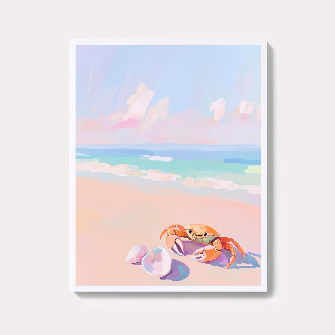 Crab Coastal Print Abstract Beach Scene Wall Art
