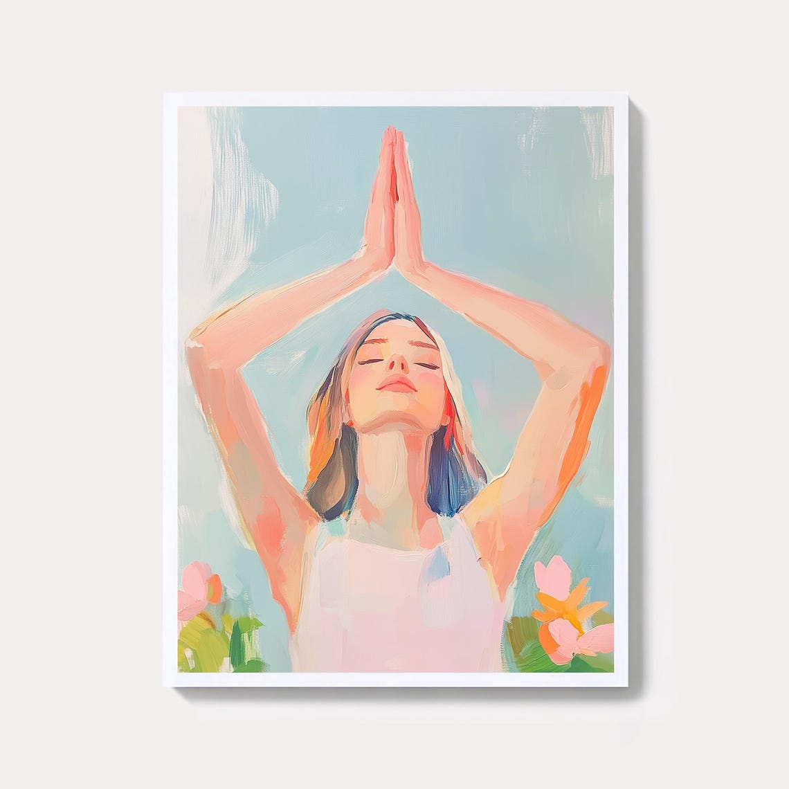 Yoga Woman Watercolor Print Pastel Meditation Art
