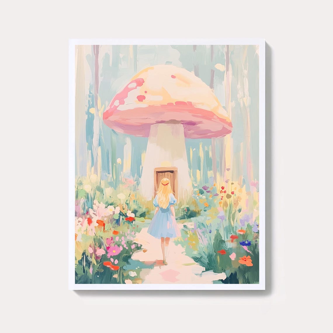 Alice In Wonderland Mushroom Print Retro Botanical Art