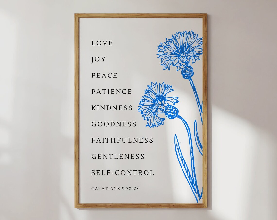 Fruit Of The Spirit Galatians 5:22-23 Cornflower Scripture Poster