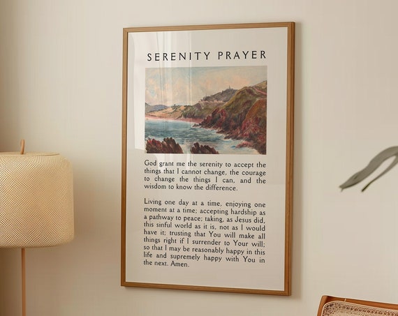 Christian Serenity Prayer Landscape Bible Verse Poster