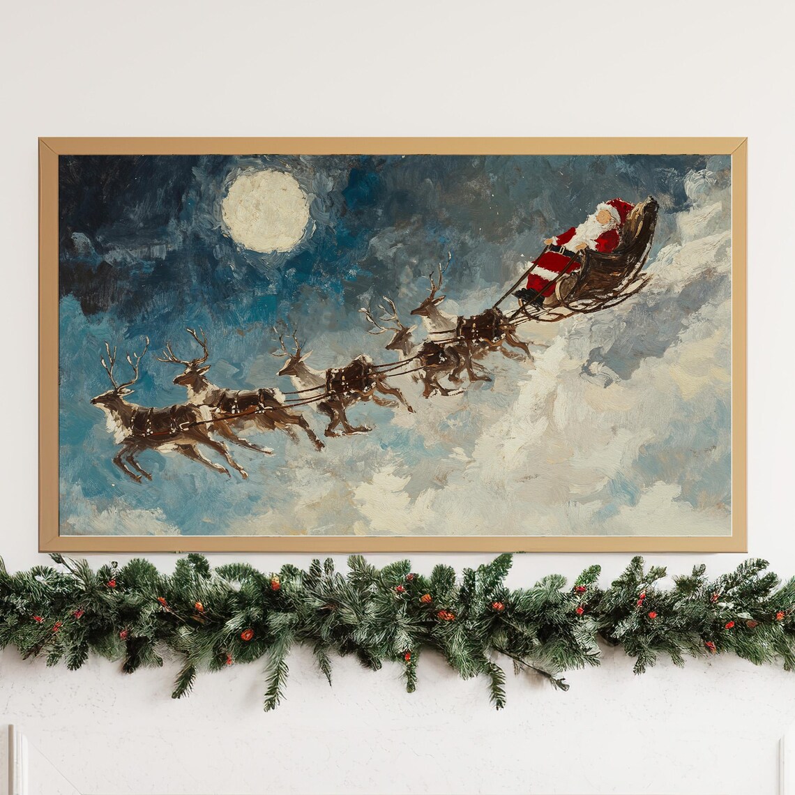 Santa Sleigh Christmas Holiday Art Print - Image 3