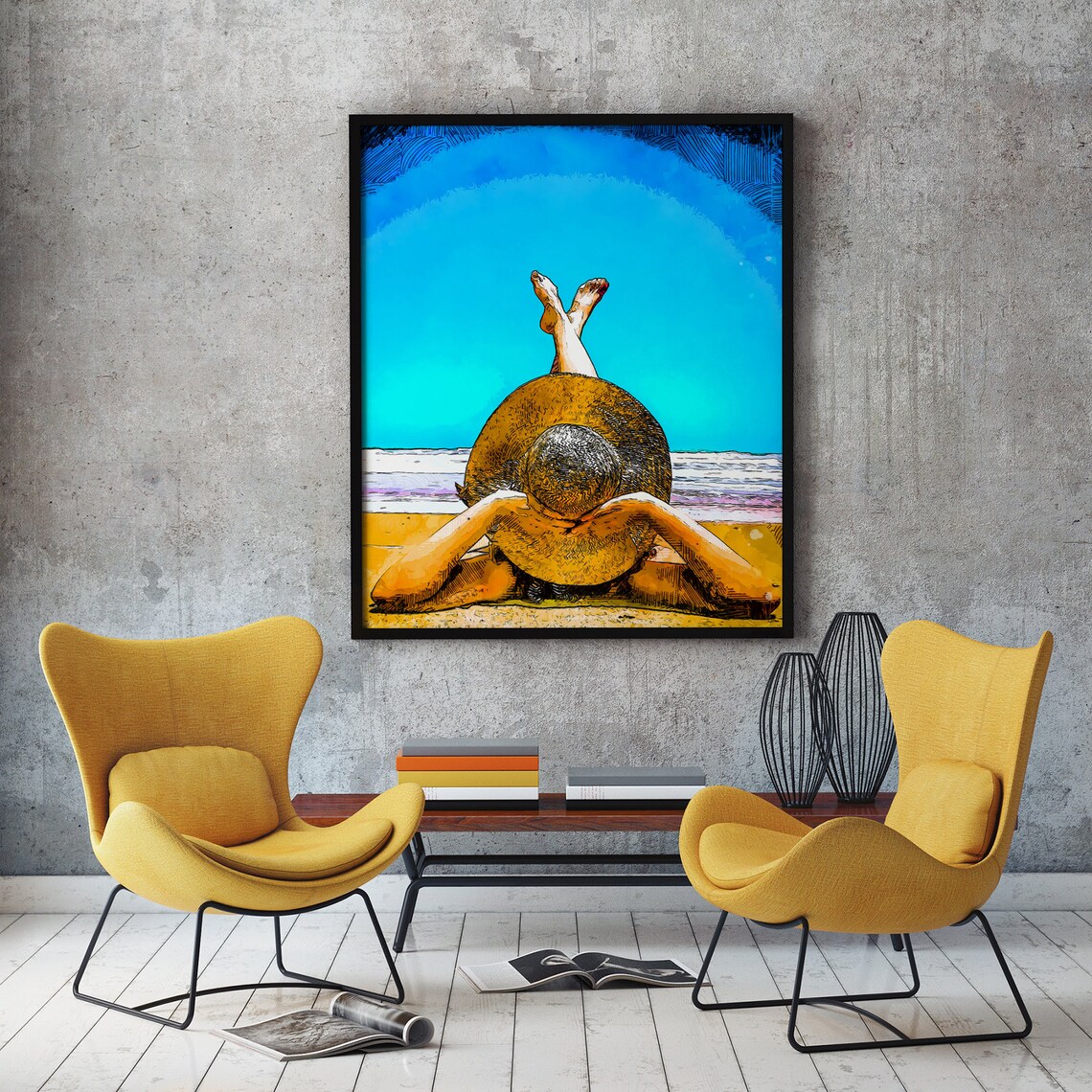 Woman At The Beach, Fashion Summer Art Poster