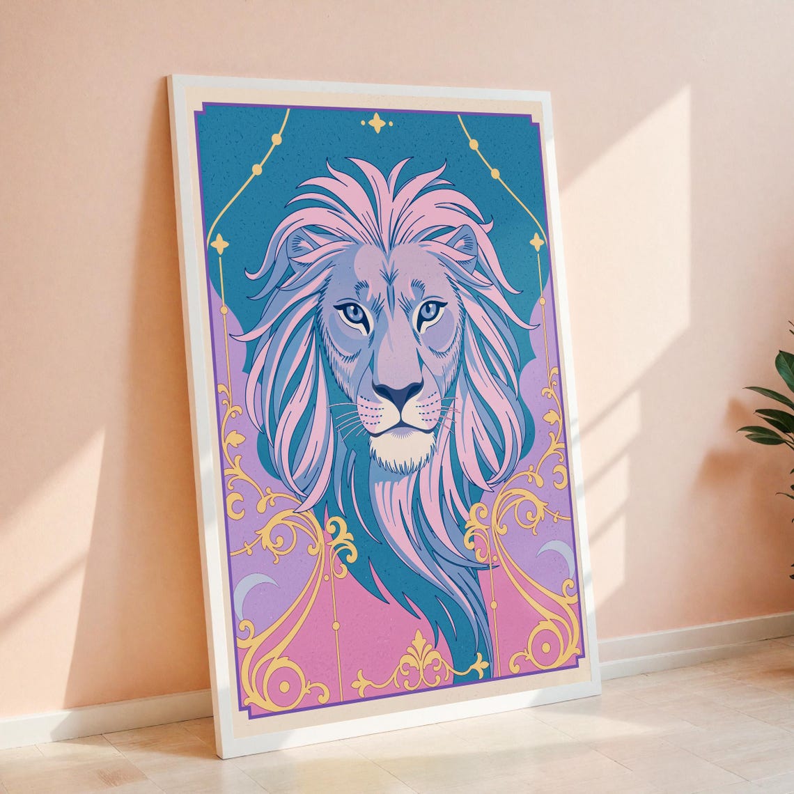 Pastel Dream Lion Art Print Mystical Jungle Animal Poster