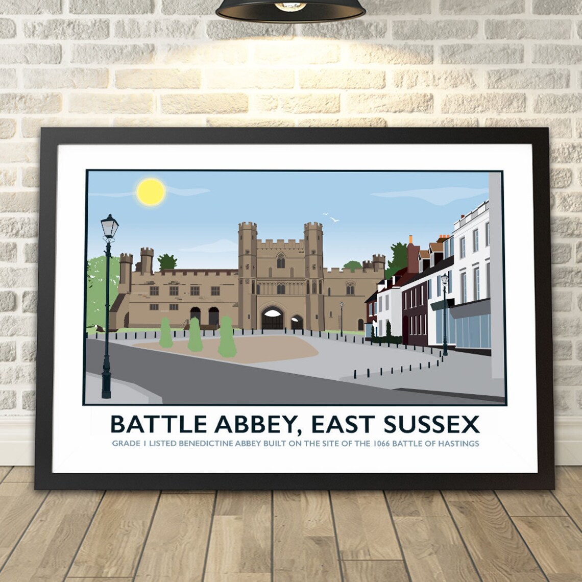 Battle Abbey East Sussex 1066 Historic Landmark Vintage Travel Poster