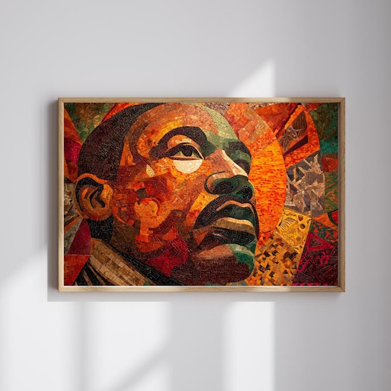 Warm Toned Mosaic Tile Portrait of Dr Martin Luther King Jr Poster