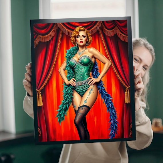 Vintage Burlesque Dancer Jigsaw Puzzle Retro Glamour Art 1101014 Piece