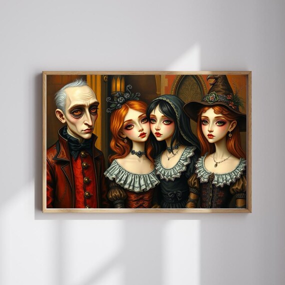 Gothic Family Art Jigsaw Puzzle Mysterious Dark Theme